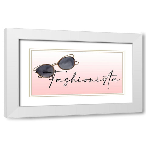 Fashionista Sunglasses White Modern Wood Framed Art Print with Double Matting by Allen, Kimberly