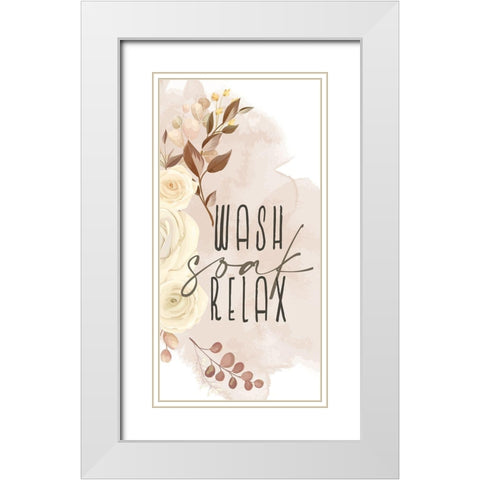 Wash Soak Relax 1_fall White Modern Wood Framed Art Print with Double Matting by Allen, Kimberly