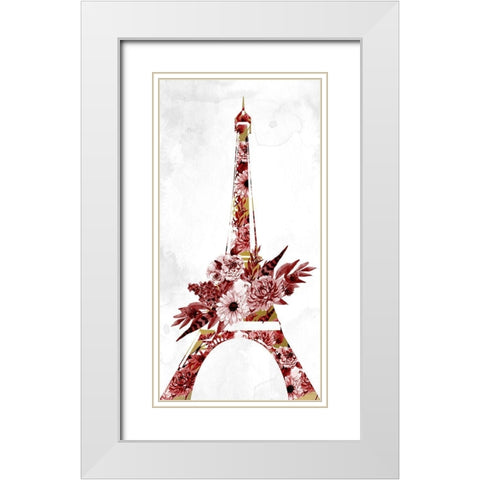 Paris Fall Blooms 1 v2 White Modern Wood Framed Art Print with Double Matting by Allen, Kimberly