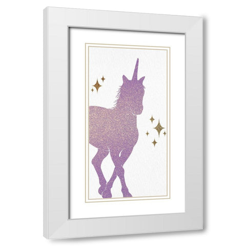Unicorn Gems 1 White Modern Wood Framed Art Print with Double Matting by Allen, Kimberly