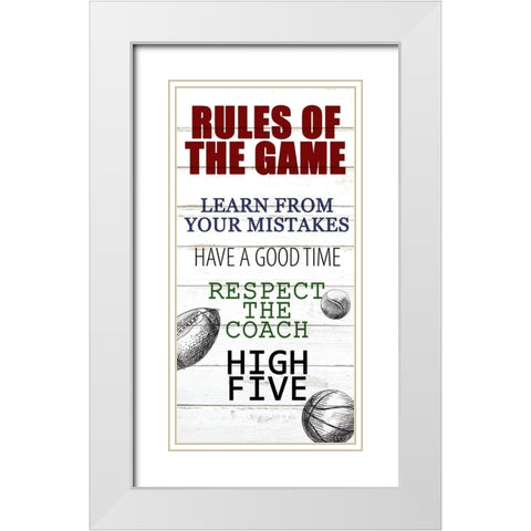 Rules of the Game 1 White Modern Wood Framed Art Print with Double Matting by Allen, Kimberly