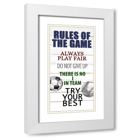 Rules of the Game 2 White Modern Wood Framed Art Print with Double Matting by Allen, Kimberly
