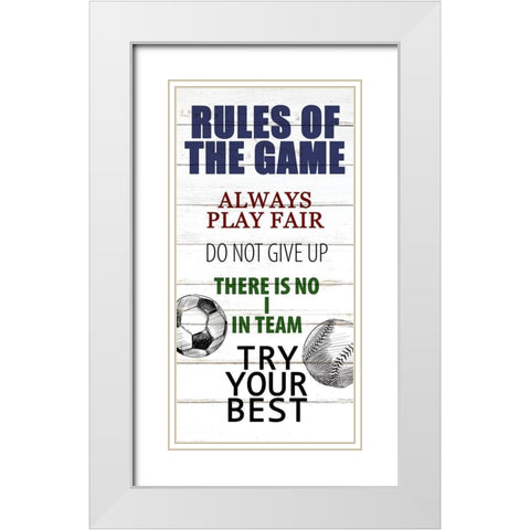 Rules of the Game 2 White Modern Wood Framed Art Print with Double Matting by Allen, Kimberly
