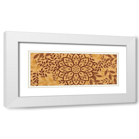 Brown Mandala Leaves 1 White Modern Wood Framed Art Print with Double Matting by Allen, Kimberly