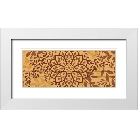 Brown Mandala Leaves 1 White Modern Wood Framed Art Print with Double Matting by Allen, Kimberly