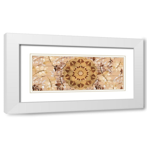 Brown Mandala Leaves 2 White Modern Wood Framed Art Print with Double Matting by Allen, Kimberly