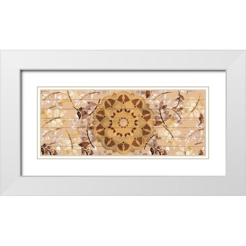 Brown Mandala Leaves 2 White Modern Wood Framed Art Print with Double Matting by Allen, Kimberly
