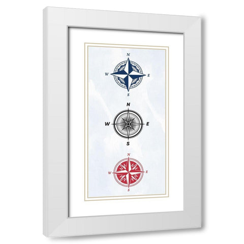 Vintage Compass 1 White Modern Wood Framed Art Print with Double Matting by Allen, Kimberly