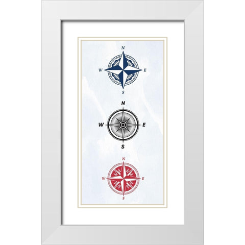 Vintage Compass 1 White Modern Wood Framed Art Print with Double Matting by Allen, Kimberly