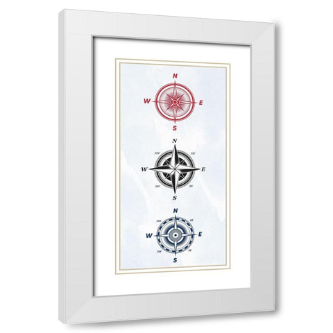 Vintage Compass 2 White Modern Wood Framed Art Print with Double Matting by Allen, Kimberly