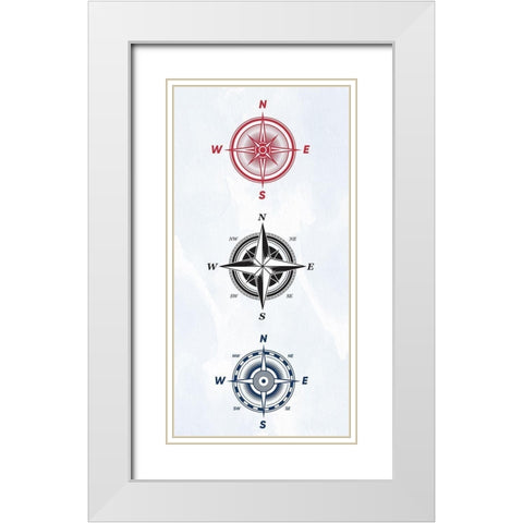Vintage Compass 2 White Modern Wood Framed Art Print with Double Matting by Allen, Kimberly