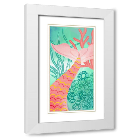 Mermaid Tail 1 White Modern Wood Framed Art Print with Double Matting by Allen, Kimberly