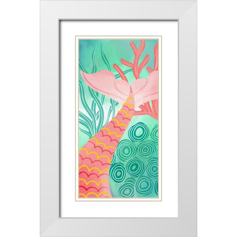 Mermaid Tail 1 White Modern Wood Framed Art Print with Double Matting by Allen, Kimberly