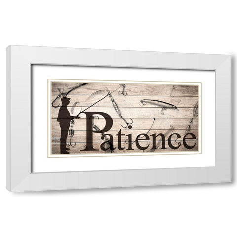 Patience Fishing White Modern Wood Framed Art Print with Double Matting by Allen, Kimberly