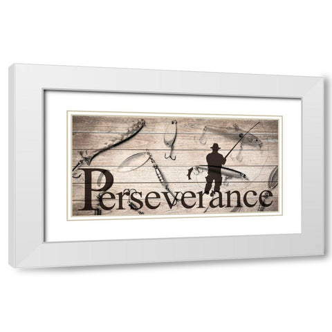 Perseverance Fishing White Modern Wood Framed Art Print with Double Matting by Allen, Kimberly