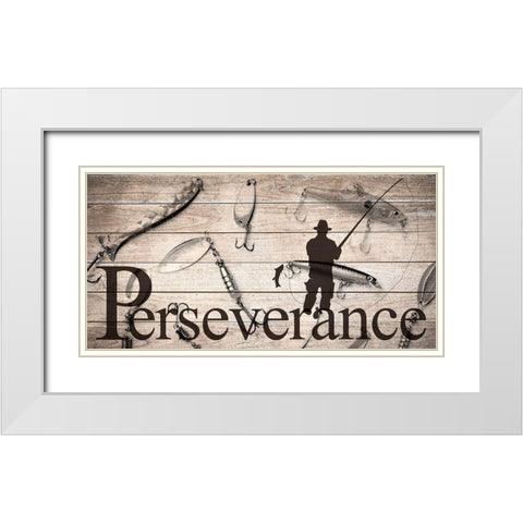 Perseverance Fishing White Modern Wood Framed Art Print with Double Matting by Allen, Kimberly