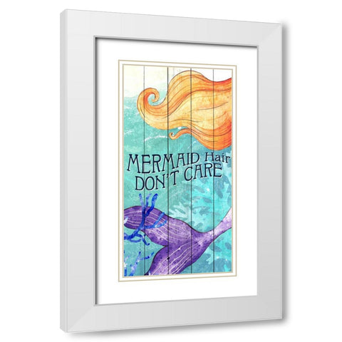 Mermaid Hair Dont Care White Modern Wood Framed Art Print with Double Matting by Allen, Kimberly