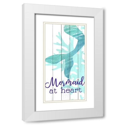 Mermaid Heart 1 White Modern Wood Framed Art Print with Double Matting by Allen, Kimberly