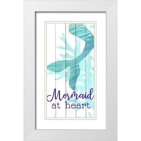 Mermaid Heart 1 White Modern Wood Framed Art Print with Double Matting by Allen, Kimberly