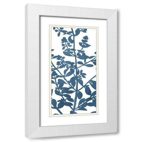 Botanical Panel Blues 1 White Modern Wood Framed Art Print with Double Matting by Allen, Kimberly