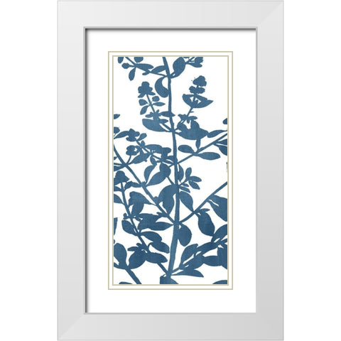 Botanical Panel Blues 1 White Modern Wood Framed Art Print with Double Matting by Allen, Kimberly