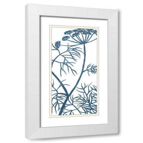 Botanical Panel Blues 3 White Modern Wood Framed Art Print with Double Matting by Allen, Kimberly
