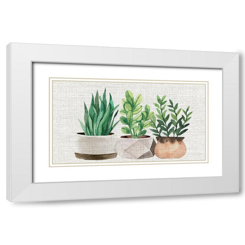 Burlap Plants White Modern Wood Framed Art Print with Double Matting by Allen, Kimberly