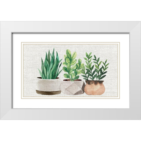 Burlap Plants White Modern Wood Framed Art Print with Double Matting by Allen, Kimberly