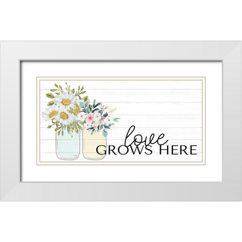 Floral Jar 7 White Modern Wood Framed Art Print with Double Matting by Allen, Kimberly