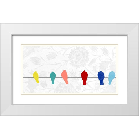 Summer Birds White Modern Wood Framed Art Print with Double Matting by Allen, Kimberly