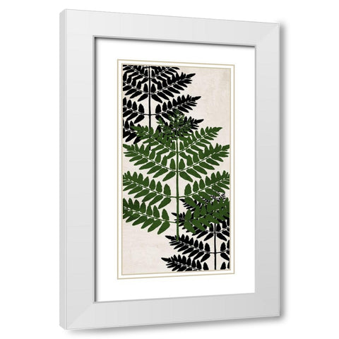 Pressed Ferns Panel 1 White Modern Wood Framed Art Print with Double Matting by Allen, Kimberly