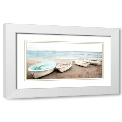 Beached Boats White Modern Wood Framed Art Print with Double Matting by Allen, Kimberly
