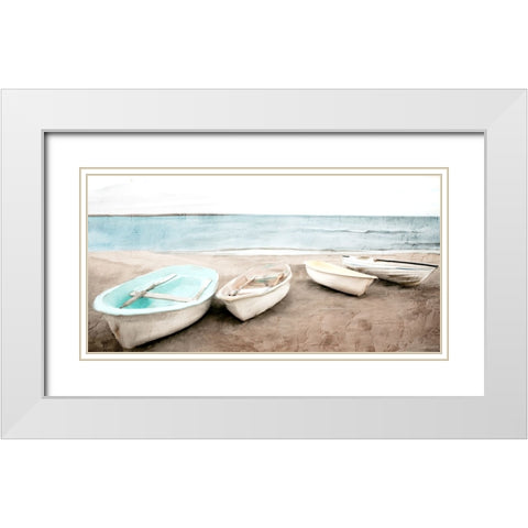 Beached Boats White Modern Wood Framed Art Print with Double Matting by Allen, Kimberly