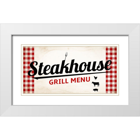 Steakhouse Grill Menu White Modern Wood Framed Art Print with Double Matting by Allen, Kimberly