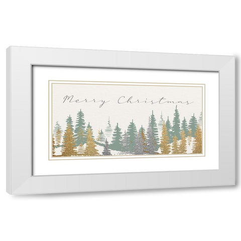 Merry Christmas Forest White Modern Wood Framed Art Print with Double Matting by Allen, Kimberly