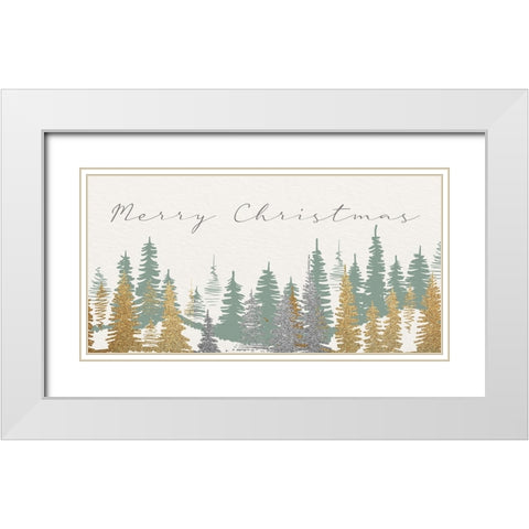 Merry Christmas Forest White Modern Wood Framed Art Print with Double Matting by Allen, Kimberly