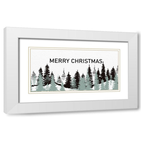Merry Christmas Trees White Modern Wood Framed Art Print with Double Matting by Allen, Kimberly