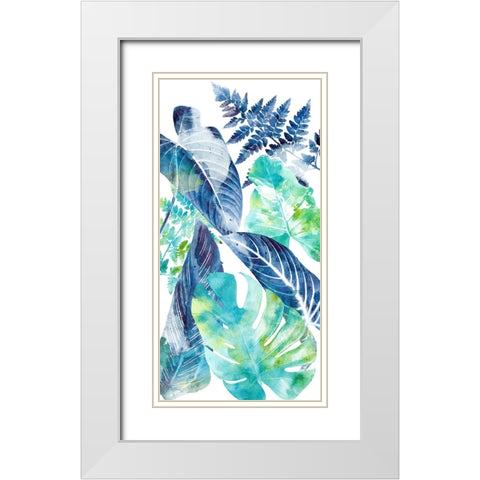 Watercolor Palm Panel 1 White Modern Wood Framed Art Print with Double Matting by Allen, Kimberly