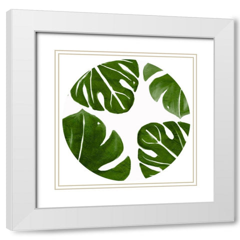Tropic Green 2 circle White Modern Wood Framed Art Print with Double Matting by Kimberly, Allen