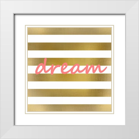 Pink And Gold Dream White Modern Wood Framed Art Print with Double Matting by Allen, Kimberly