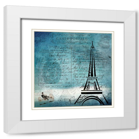Old Time Paris White Modern Wood Framed Art Print with Double Matting by Allen, Kimberly