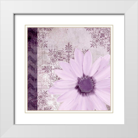 Purple Bloom 1 White Modern Wood Framed Art Print with Double Matting by Allen, Kimberly