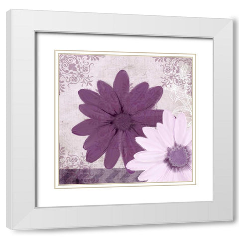 Purple Bloom 2 White Modern Wood Framed Art Print with Double Matting by Allen, Kimberly