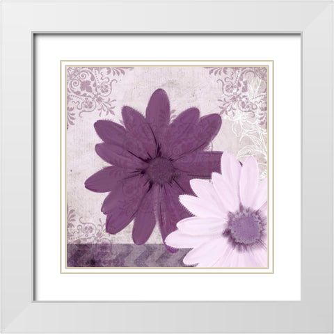 Purple Bloom 2 White Modern Wood Framed Art Print with Double Matting by Allen, Kimberly