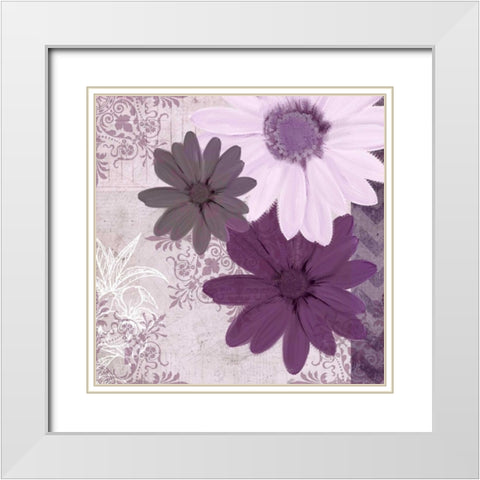 Purple Bloom 3 White Modern Wood Framed Art Print with Double Matting by Allen, Kimberly