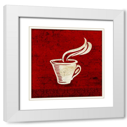 Red Coffee 3 White Modern Wood Framed Art Print with Double Matting by Allen, Kimberly