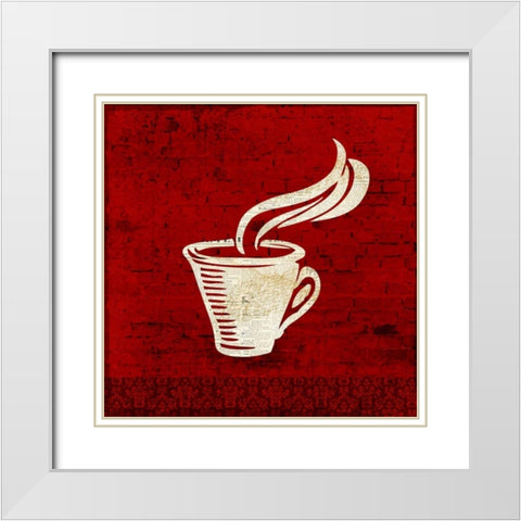 Red Coffee 3 White Modern Wood Framed Art Print with Double Matting by Allen, Kimberly