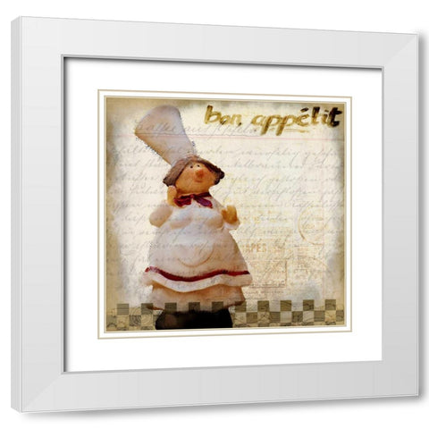 Bon Appetit 1 White Modern Wood Framed Art Print with Double Matting by Allen, Kimberly