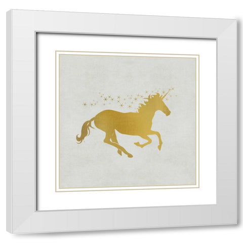 Unicorn Gold 1 White Modern Wood Framed Art Print with Double Matting by Allen, Kimberly
