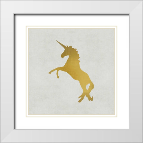 Unicorn Gold 2 White Modern Wood Framed Art Print with Double Matting by Allen, Kimberly